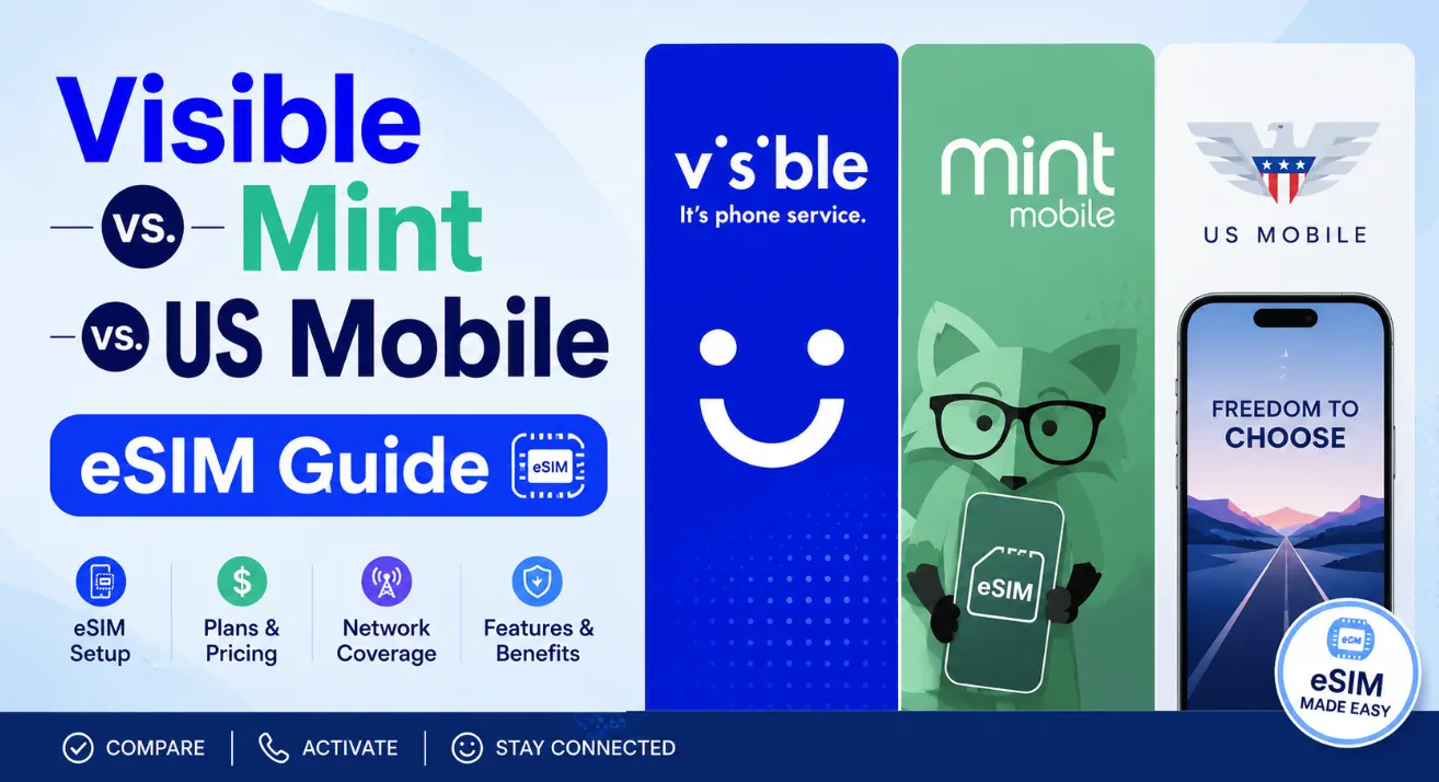 Visible vs. Mint vs. US Mobile eSIM 2026: Best 5G Plans & Instant Activation Guide
